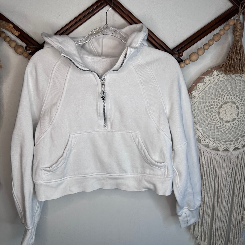 Lululemon White Oversized Half Zip Pullover Scuba Hoodie